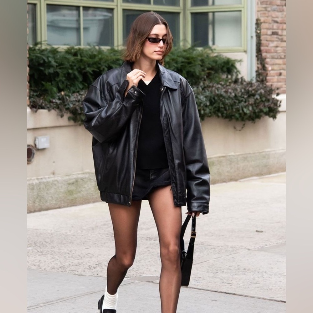 Vintage dark brown leather oversized bomber men’s size medium